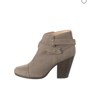 Rag & Bone HARROW Brown Gray Taupe Nubuck Heeled Booties 39.5 / 9.5 NIB